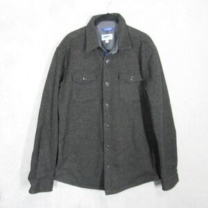 Edgevale Mens Wool Blend Shirt Jacket Gray Button Up Large Made USA Shacket